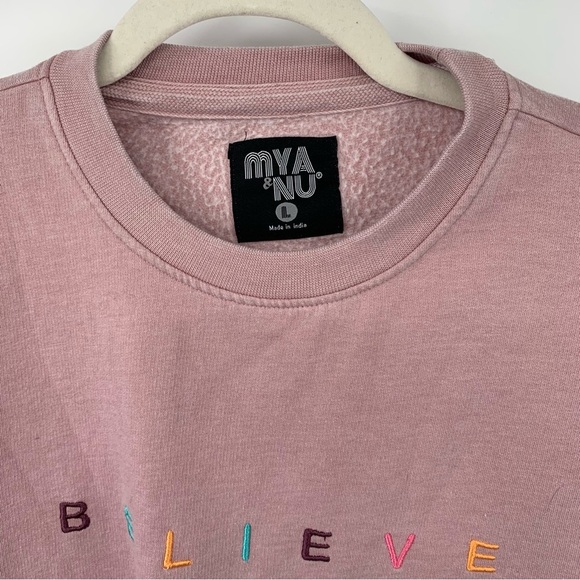 MYA NU Pink "Believe" Sweatshirt Size L - Picture 3 of 4